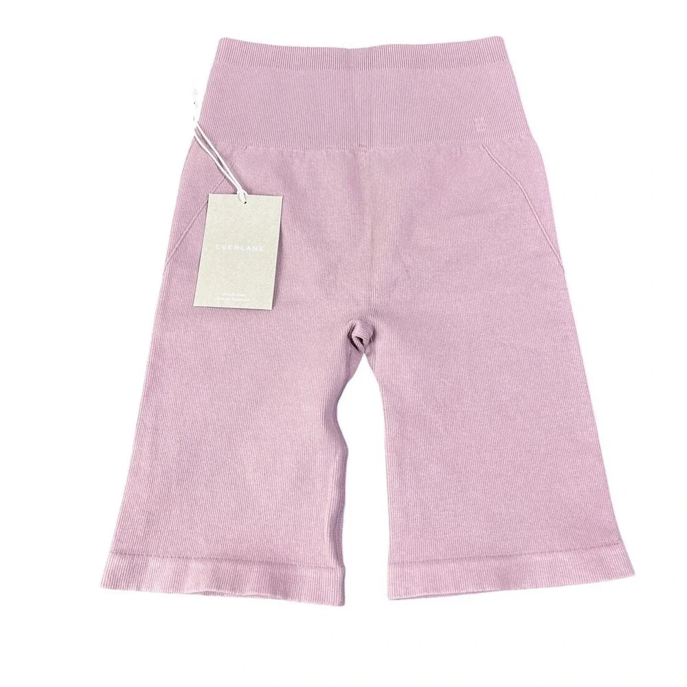 Everlane Seamless Ribbed Biker Short High Waist Lilac Pink Pale Purple XS/S